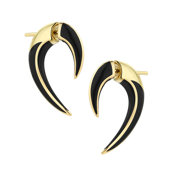 shaun leane Sabre Solis Talon Earrings - Yellow Gold Vermeil & Jet Ceramic