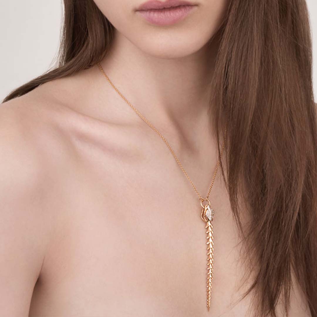 Shaun Leane Serpent's Trace Drop Pendant - Yellow Gold Vermeil & Diamond Pave