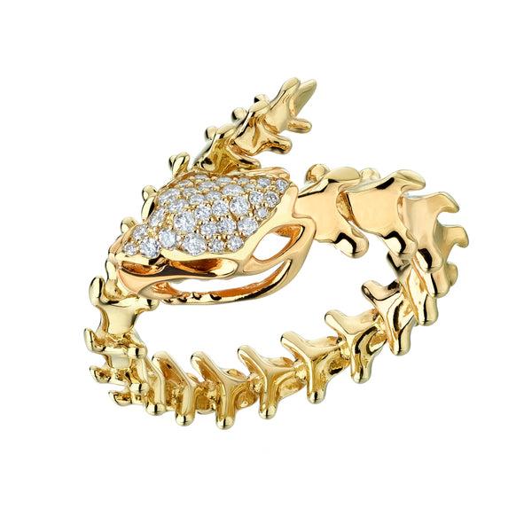 shaun leane Serpent's Trace Wrap Ring - Yellow Gold Vermeil & Diamond Pave