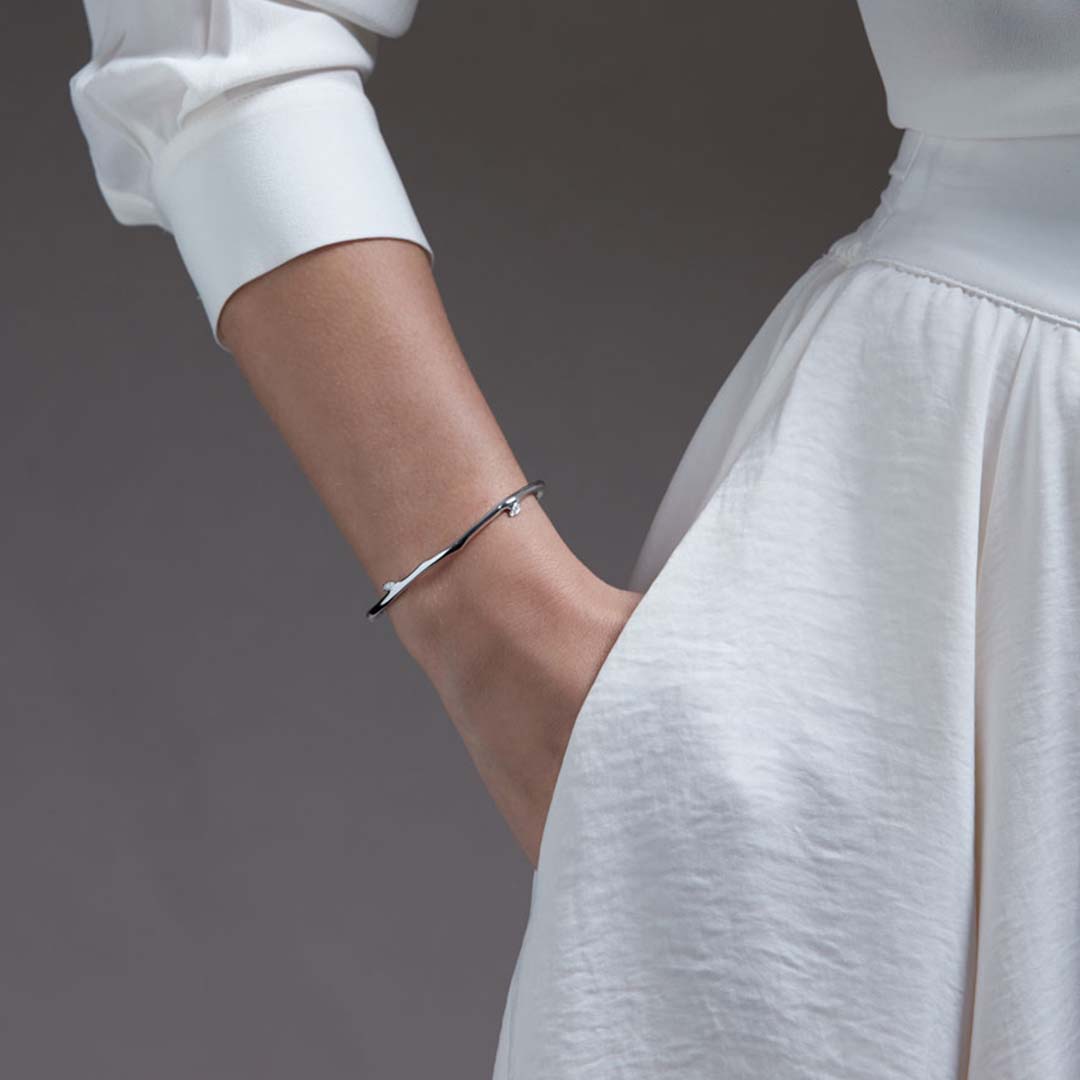 Shaun Leane Cherry Blossom Bangle - Silver & Diamond