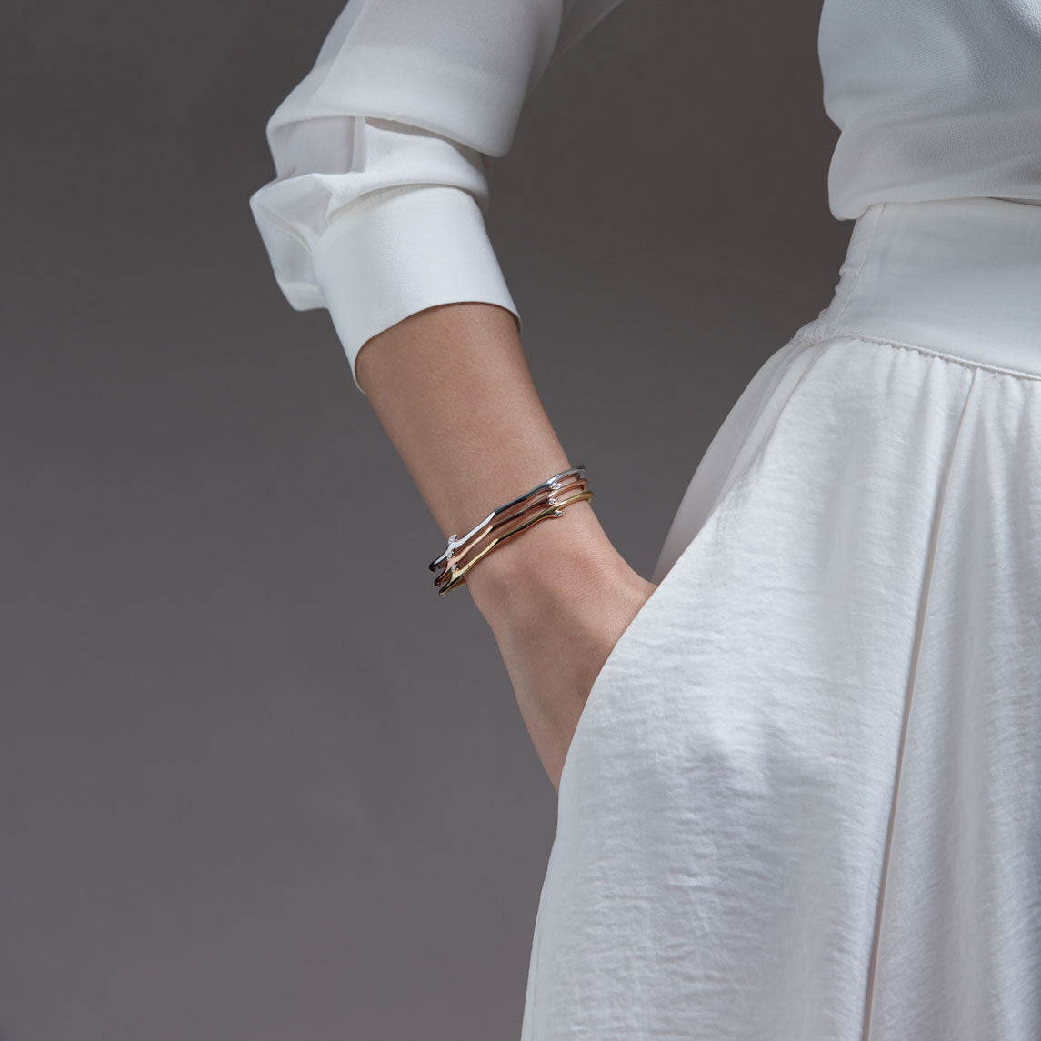 Shaun Leane Cherry Blossom Bangle - Silver & Diamond