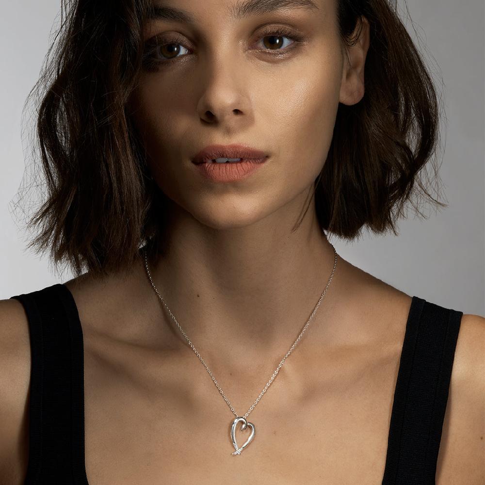 Shaun Leane Hook Heart Pendant - Silver & Diamond