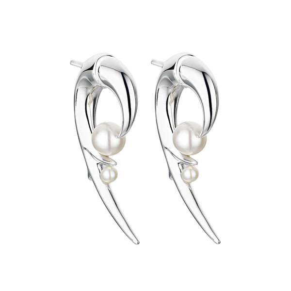 shaun leane Hooked Pearl Earrings - Silver