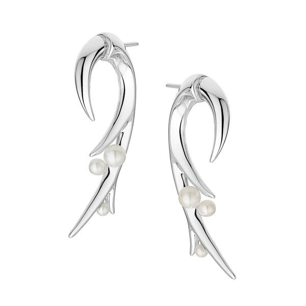 shaun leane Hooked Pearl Large Earrings - Silver