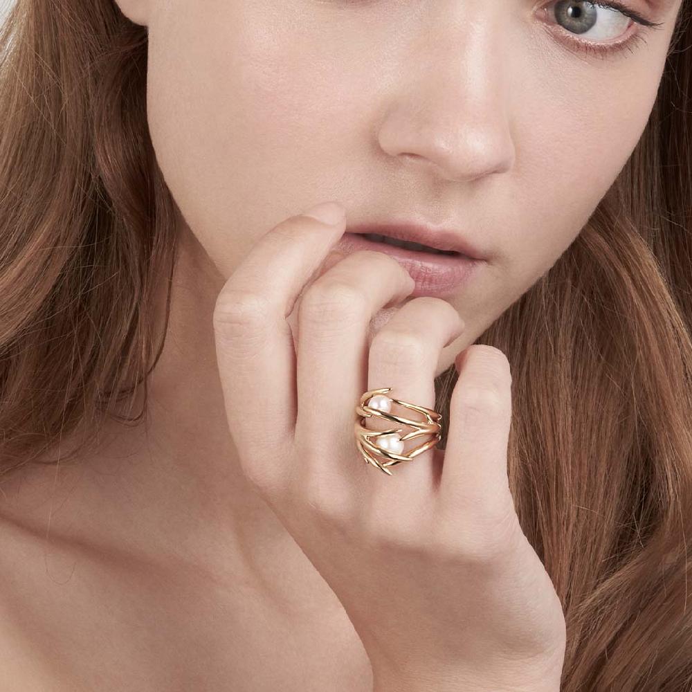 Shaun Leane Hooked Pearl Ring - Yellow Gold Vermeil
