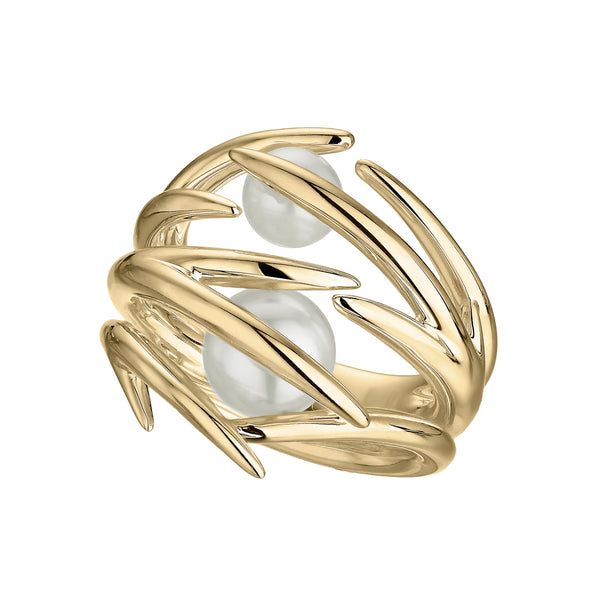 shaun leane Hooked Pearl Ring - Yellow Gold Vermeil