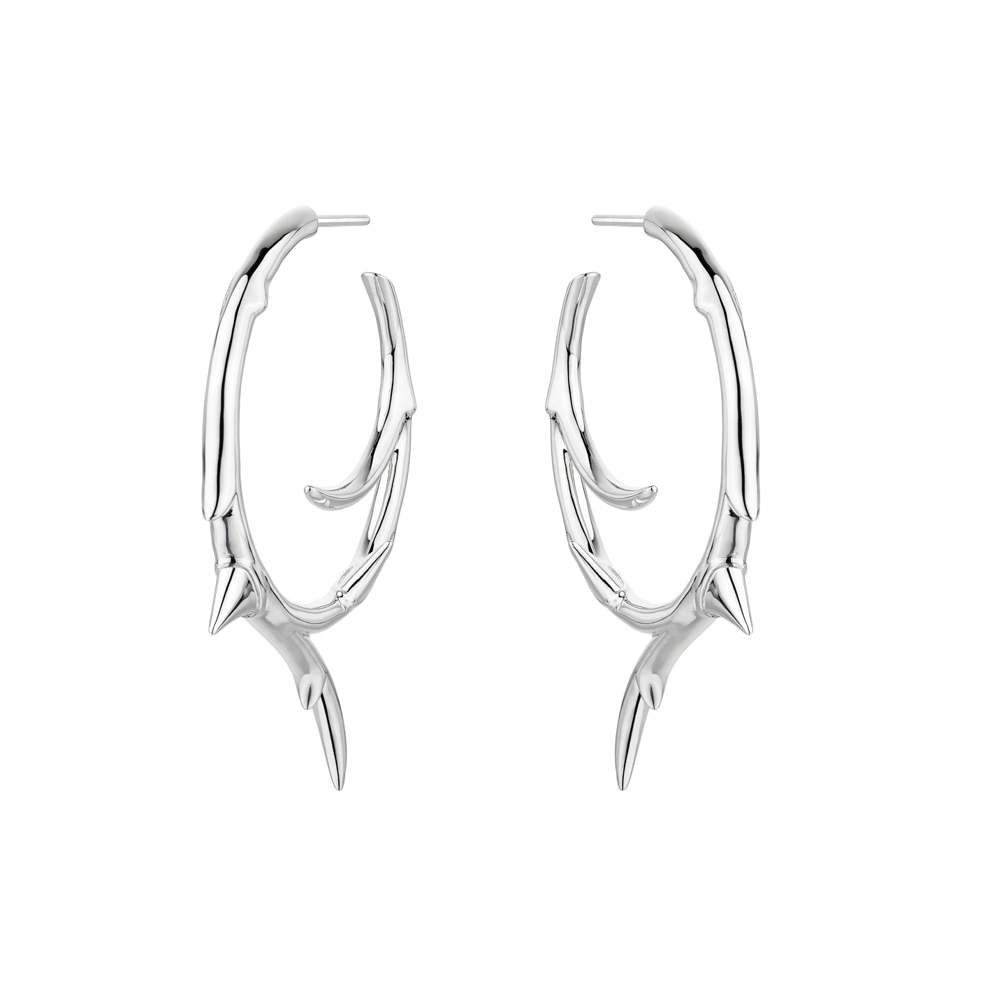 Shaun Leane Rose Thorn Large Hoop Earrings - Silver