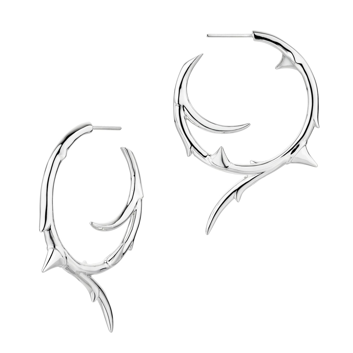 Shaun Leane Rose Thorn Large Hoop Earrings - Silver