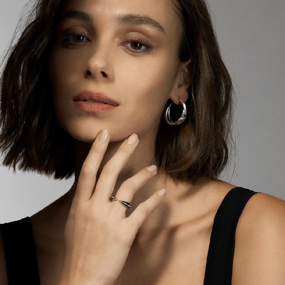 Shaun Leane Sabre Deco Ring - Silver & Black Ceramic