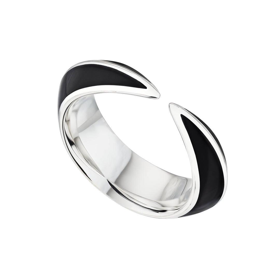 Shaun Leane Sabre Deco Ring - Silver & Black Ceramic