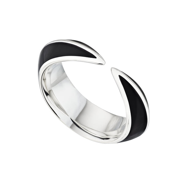 shaun leane Sabre Deco Ring - Silver & Black Ceramic