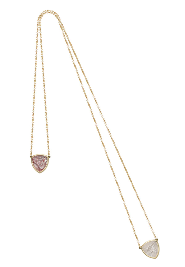 shaun leane Signum Butterfly Hope & Devotion Bee Scapular - 18ct Yellow Gold Dusk & Mist Enamel