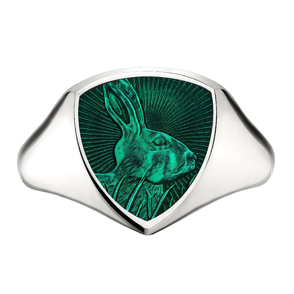 Shaun Leane Signum Intuition Hare Ring - 18ct White Gold & Forest Enamel