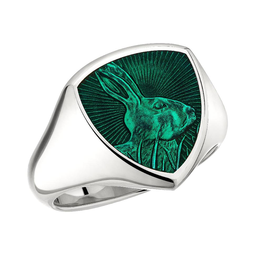 Shaun Leane Signum Intuition Hare Ring - 18ct White Gold & Forest Enamel