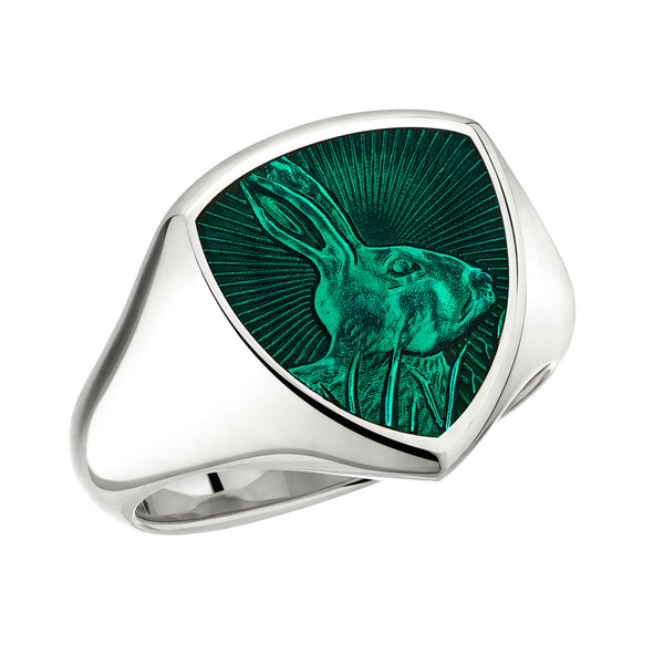 shaun leane Signum Intuition Hare Ring - 18ct White Gold & Forest Enamel