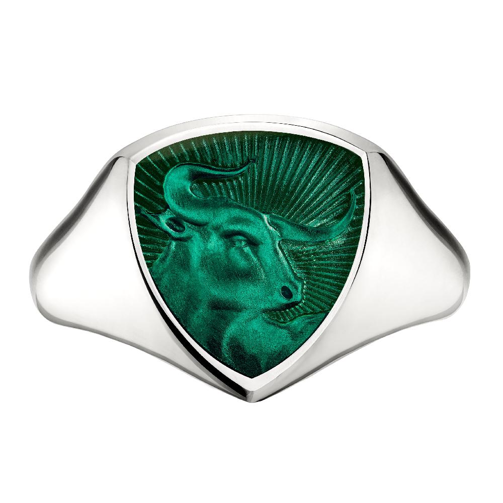 Shaun Leane Signum Strength Bull Ring - 18ct White Gold & Forest Enamel