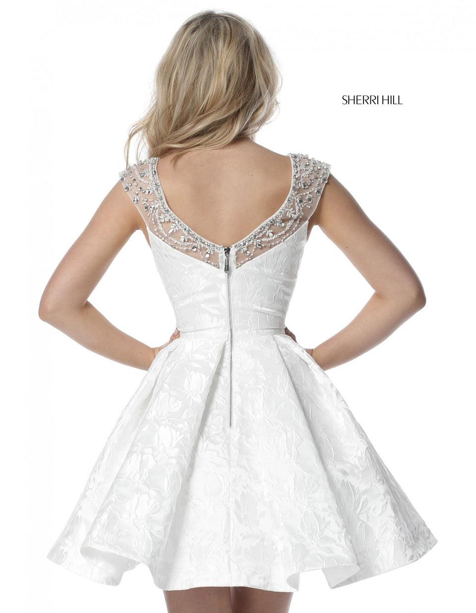 Sherri Hill A-line Cocktail With Scoop Back And Beaded Shoulders