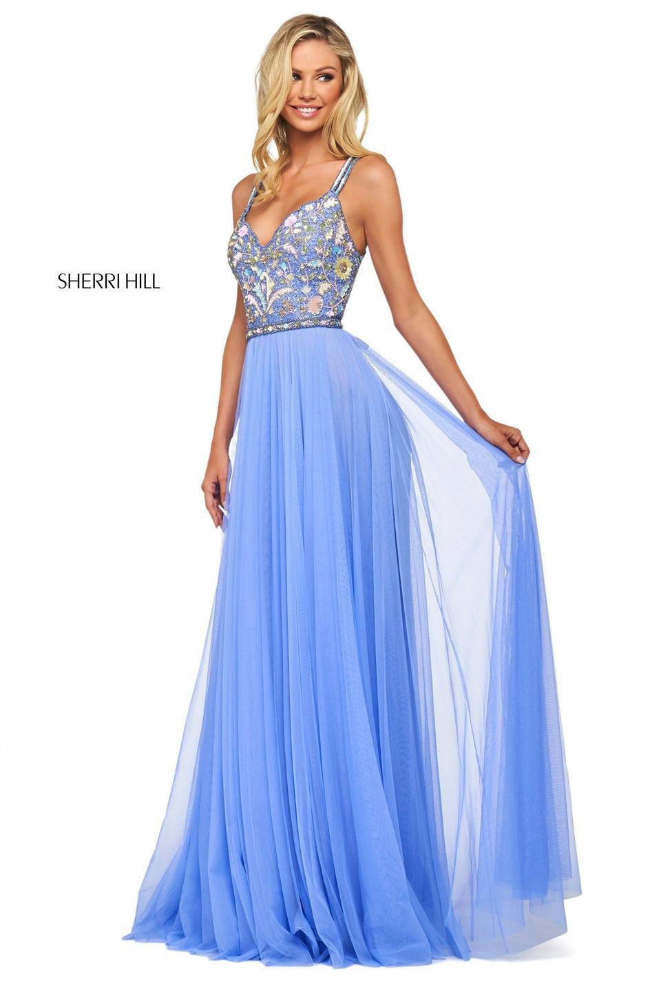 sherri hill Beaded bodice with sweetheart neckline and strappy back with chiffon skirt