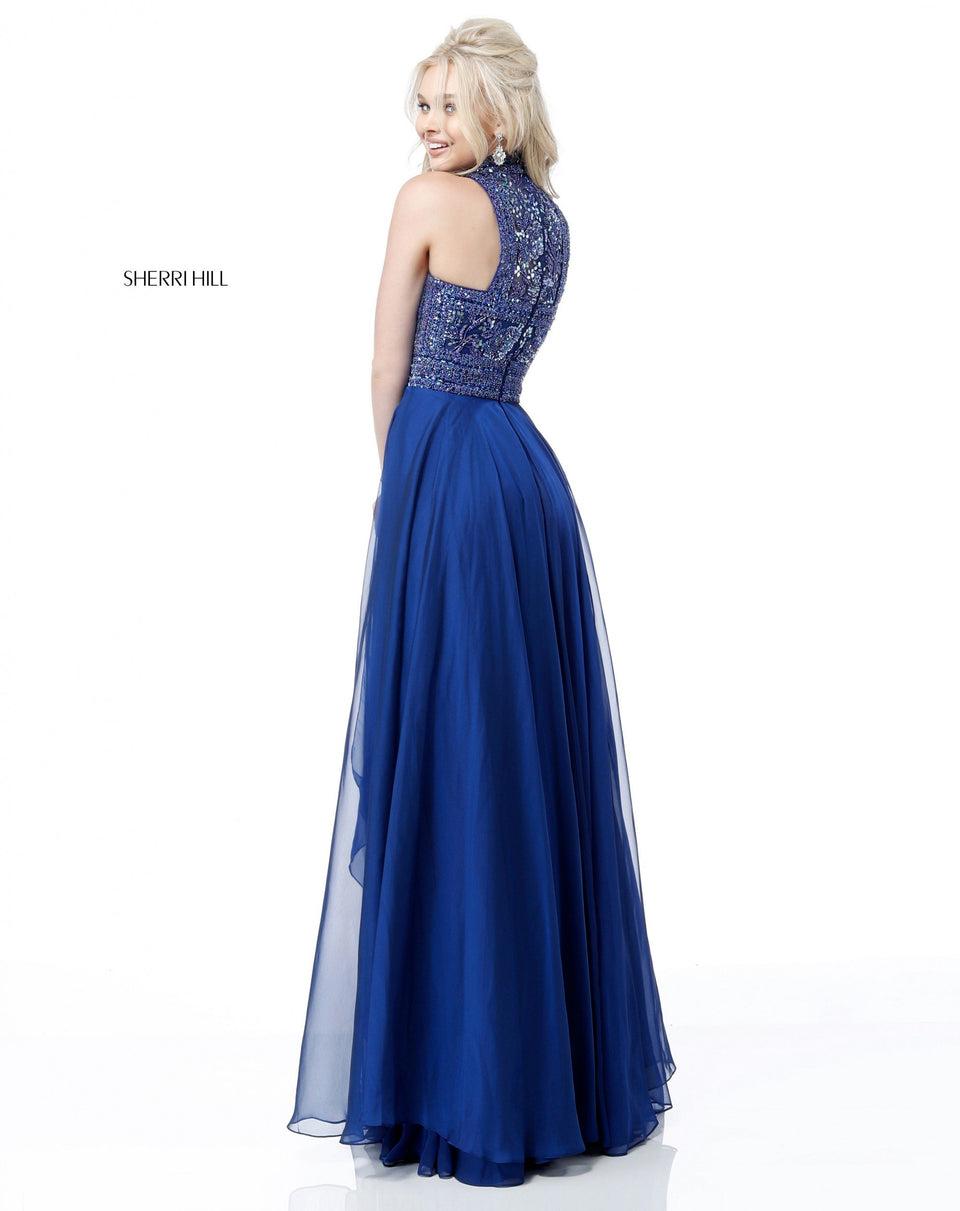 Sherri Hill Beaded High Neck Bodice With Chiffon Skirt