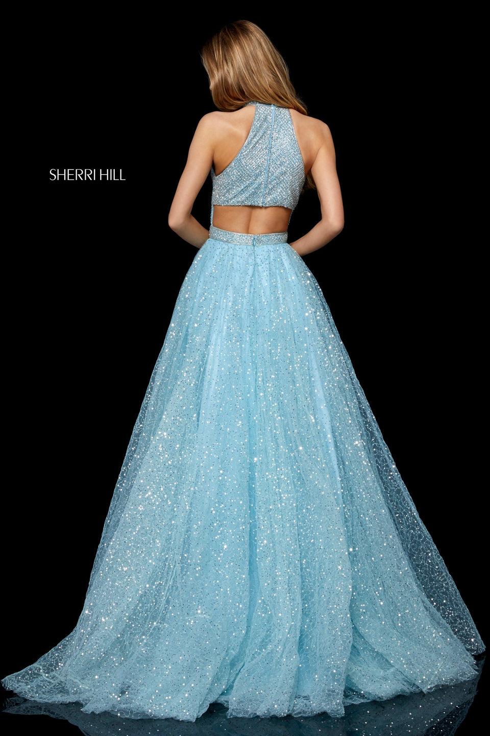 Sherri Hill Beaded High Neck Bodice With Sequin Tulle Ball Gown Skirt