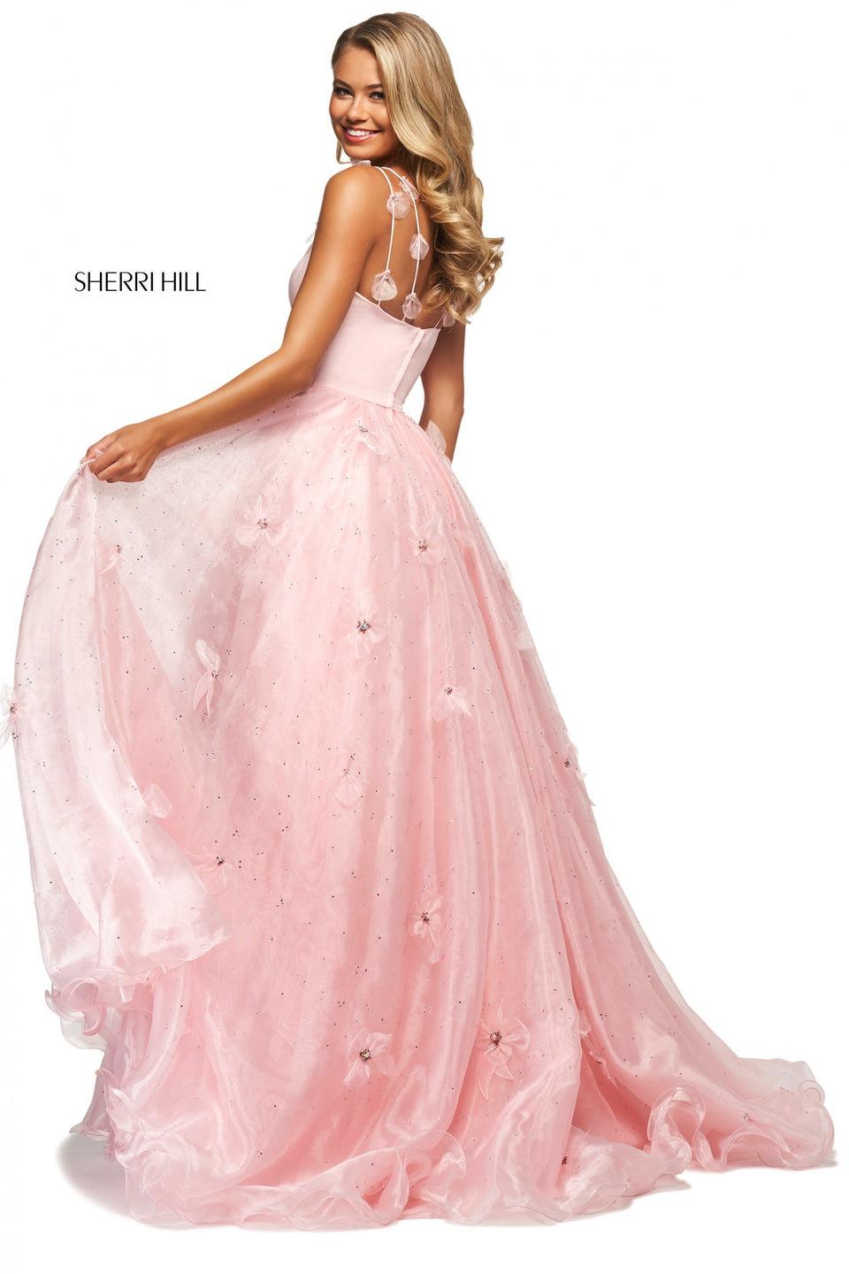 Sherri Hill Beaded Organza Ball Gown With Flower Appliques