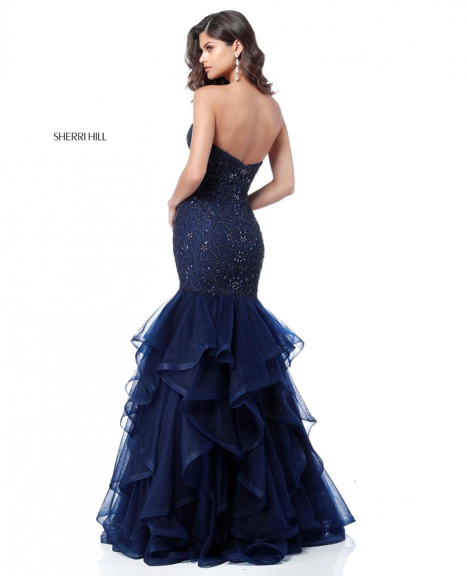 Sherri Hill Beaded Sweetheart Bodice With Ruffle Tulle Mermaid Skirt