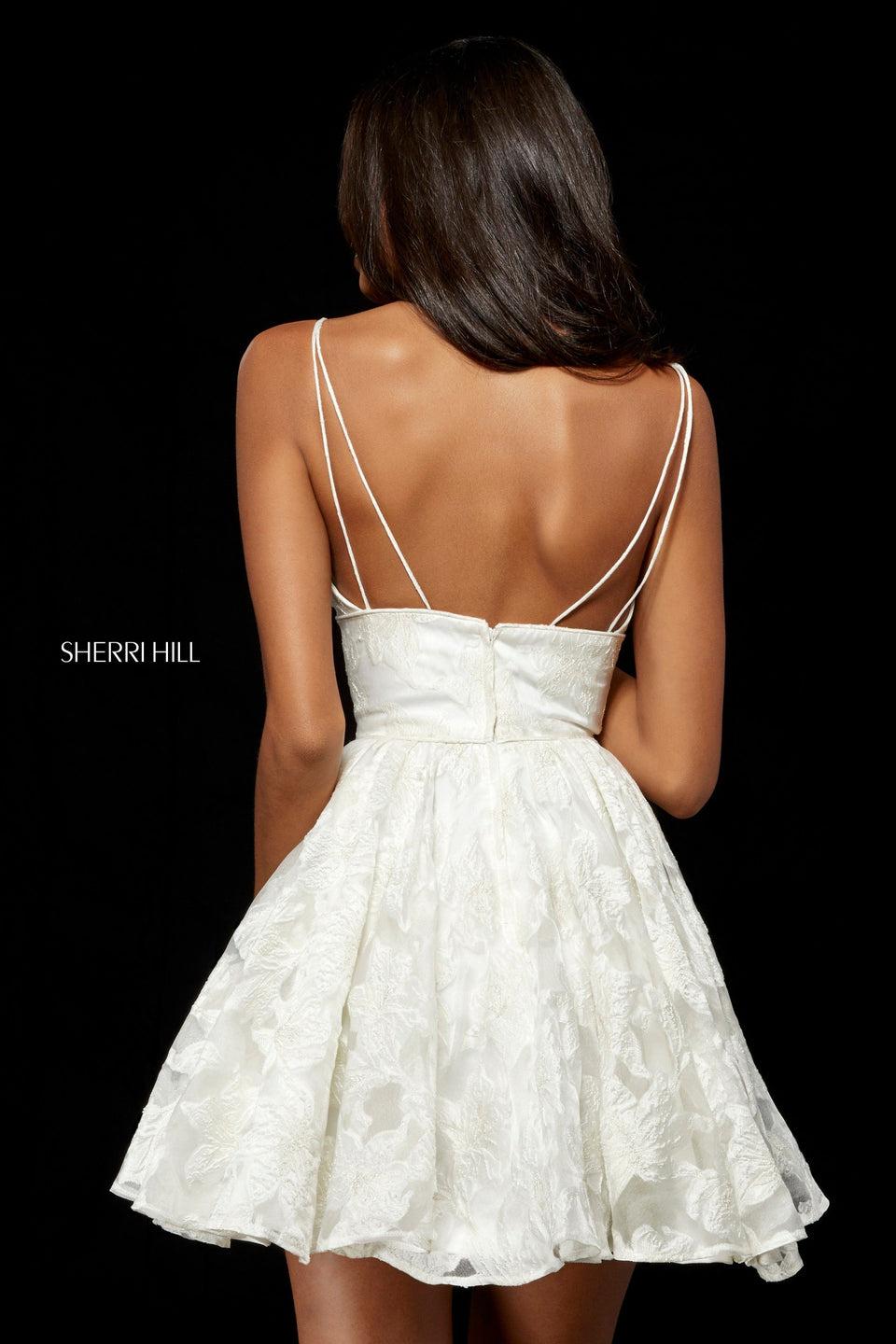Sherri Hill Brocade Cocktail Dress With V-neck Bodice And A-line Skirt
