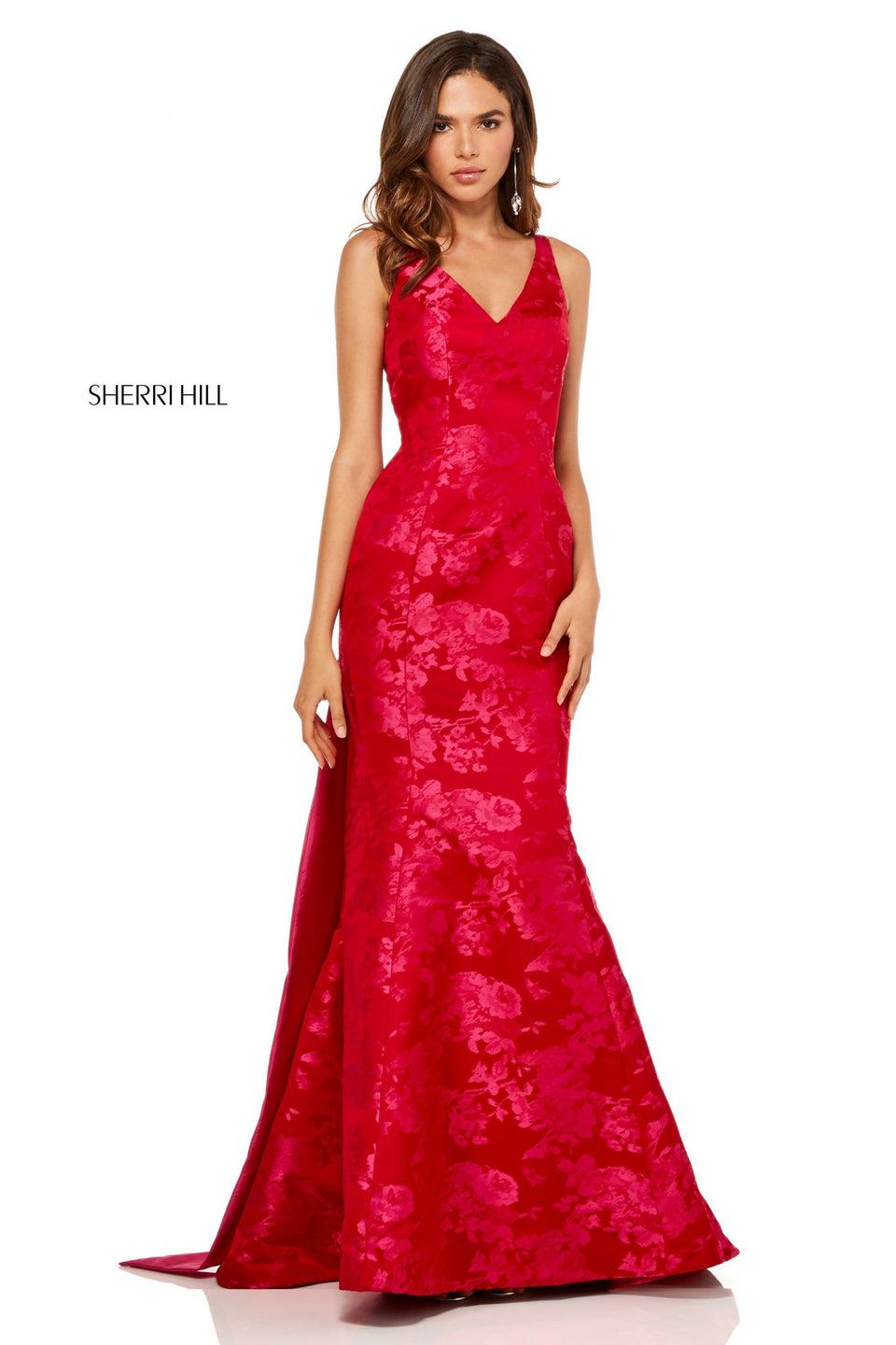 Sherri Hill Brocade Mermaid With A Taffeta Bow Back