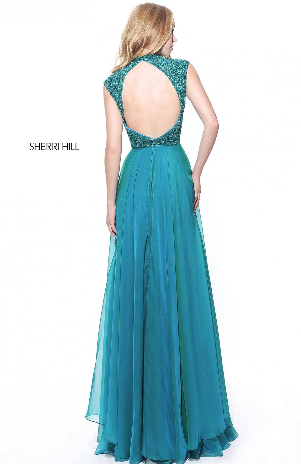 Sherri Hill Cap Sleeve Beaded Bodice With A Layered Chiffon Skirt