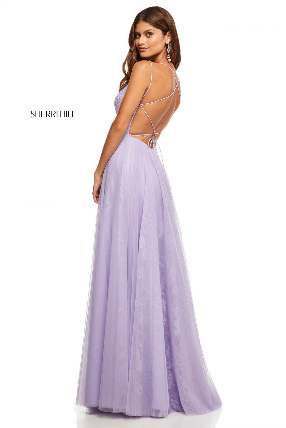 Sherri Hill Chiffon And Lace Skirt With Pearl Beaded Lace Applique Point Desprit Bodice
