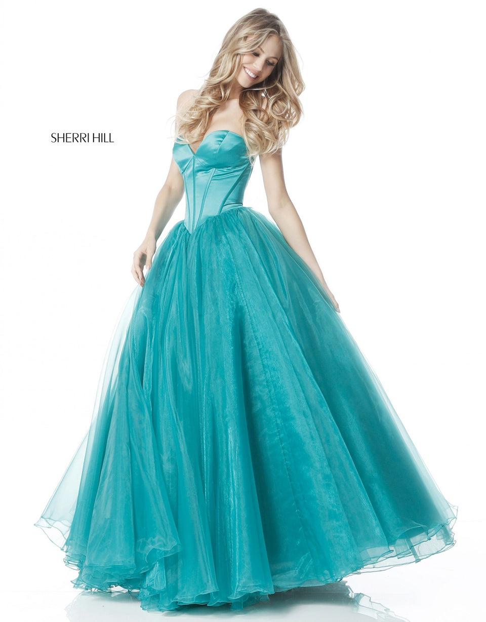 Sherri Hill Chiffon Ball Gown With Sweetheart Corset Bodice