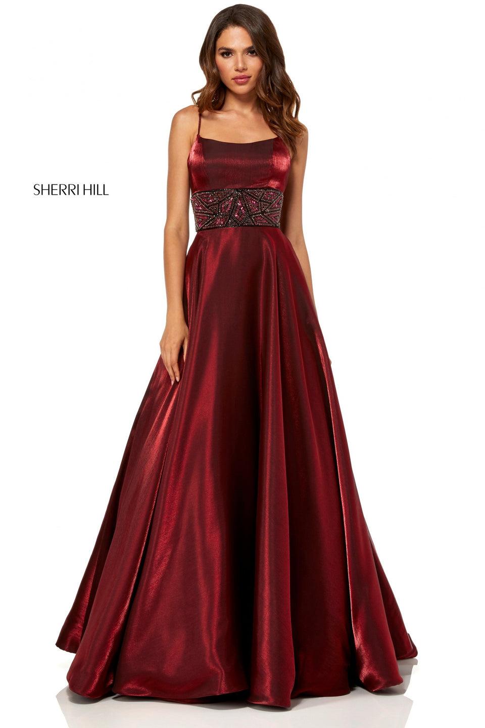 sherri hill Cross died shimmer ball gown with beaded waistband