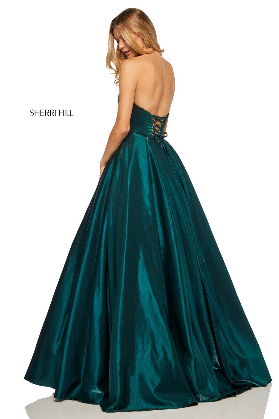 Sherri Hill Cross Died Shimmer Ball Gown With Sweetheart Neckline And Corset Style Lace Up Back