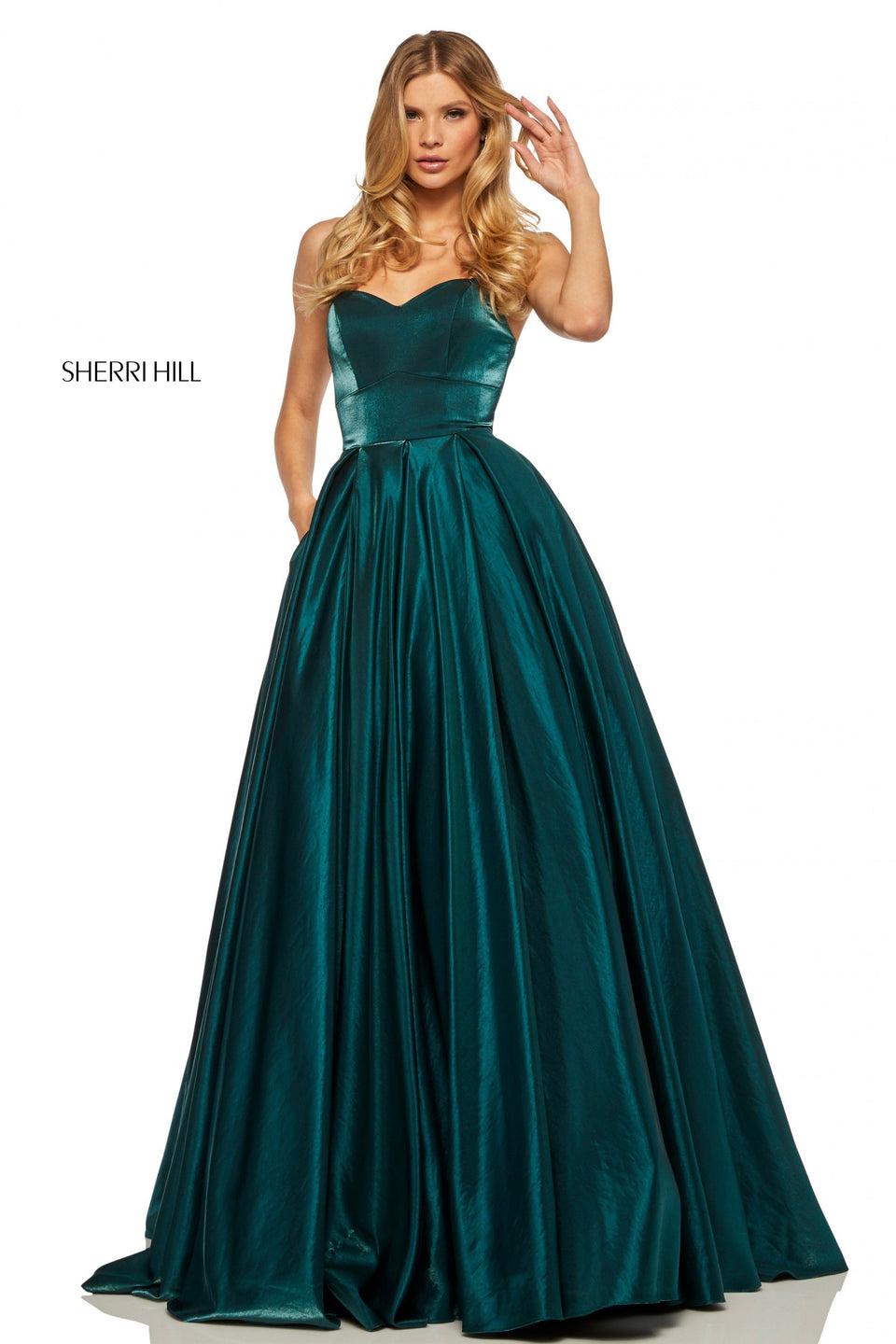 sherri hill Cross died shimmer ball gown with sweetheart neckline and corset style lace up back