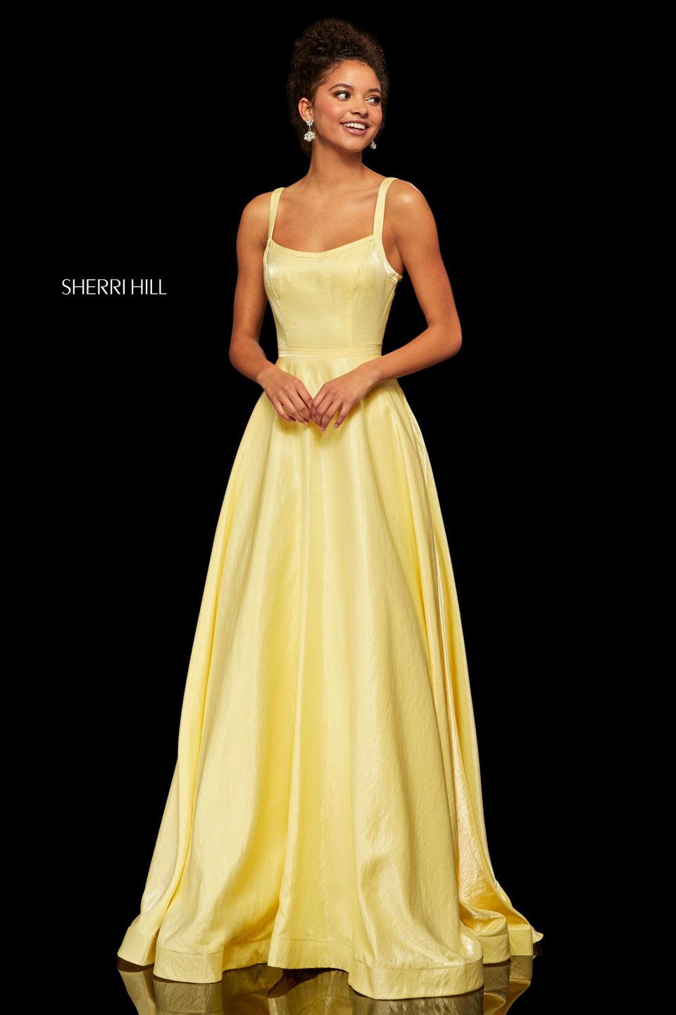 Sherri Hill Cross Dyed Shimmer A-line Gown With A Strappy Open Back