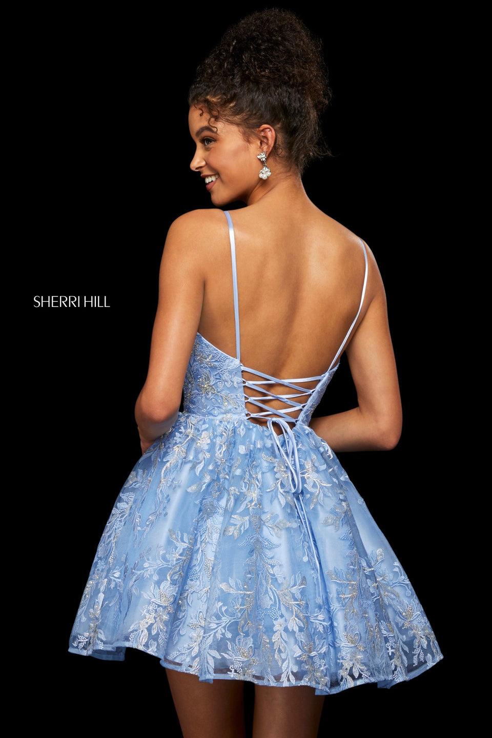 Sherri Hill Embroidered A-line Cocktail Dress With Modified Sweetheart Neckline And Corset Style Back