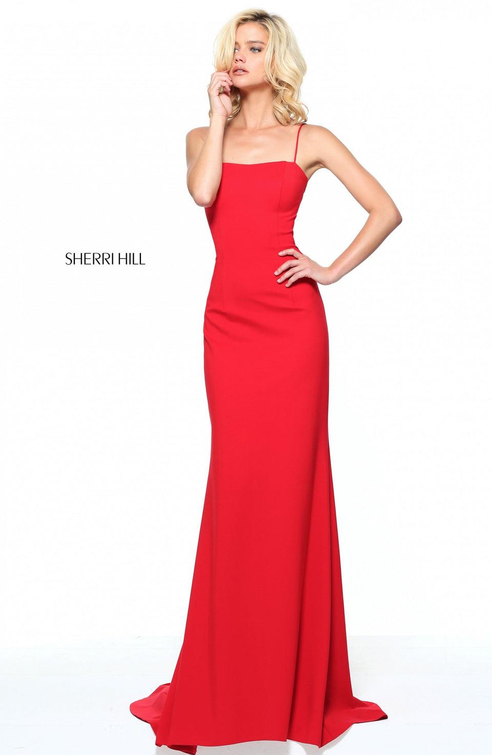 Sherri Hill Fitted Jersey With Liquid Beaded Back Bands