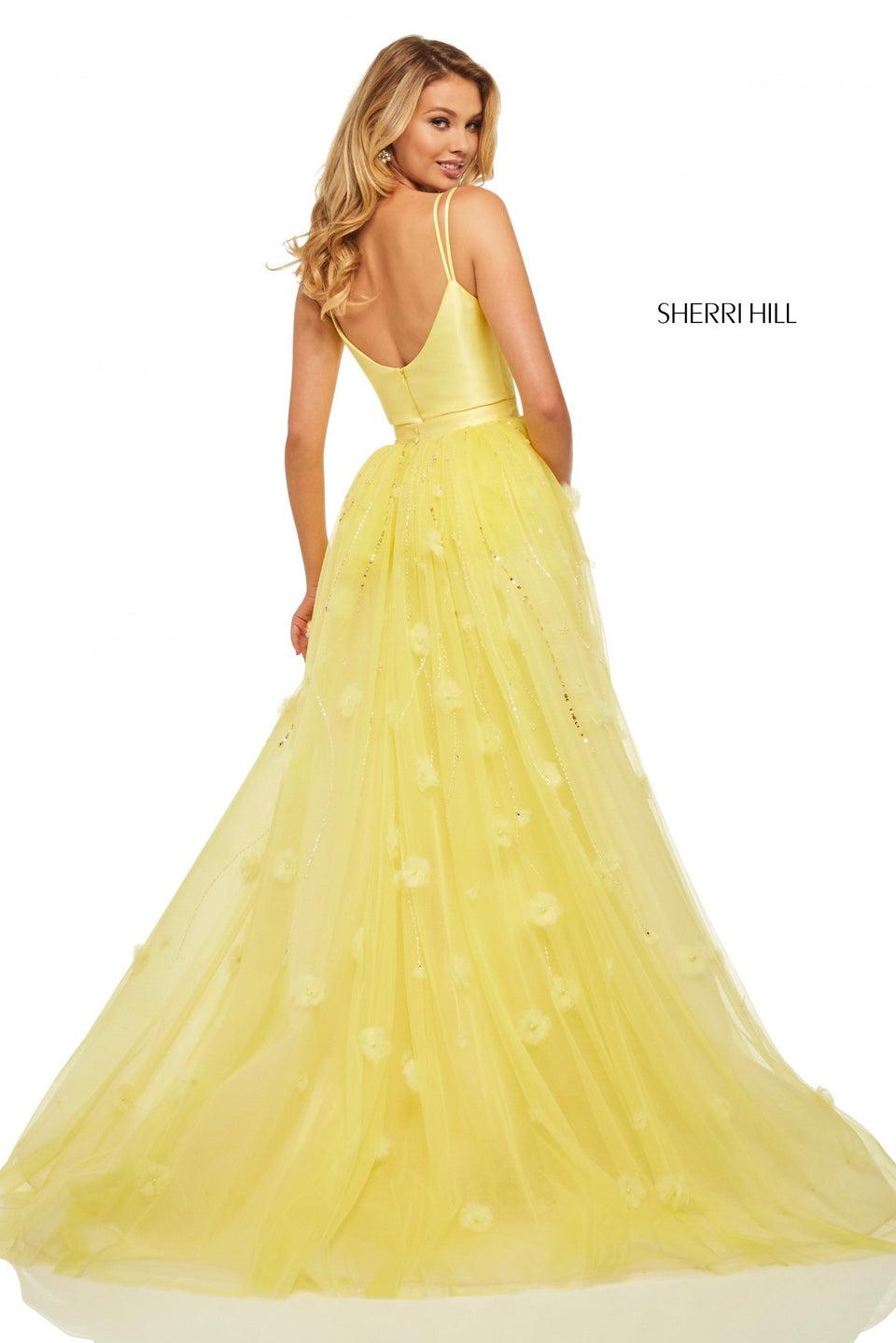 Sherri Hill Fitted Mikado Gown With A Tulle Overskirt