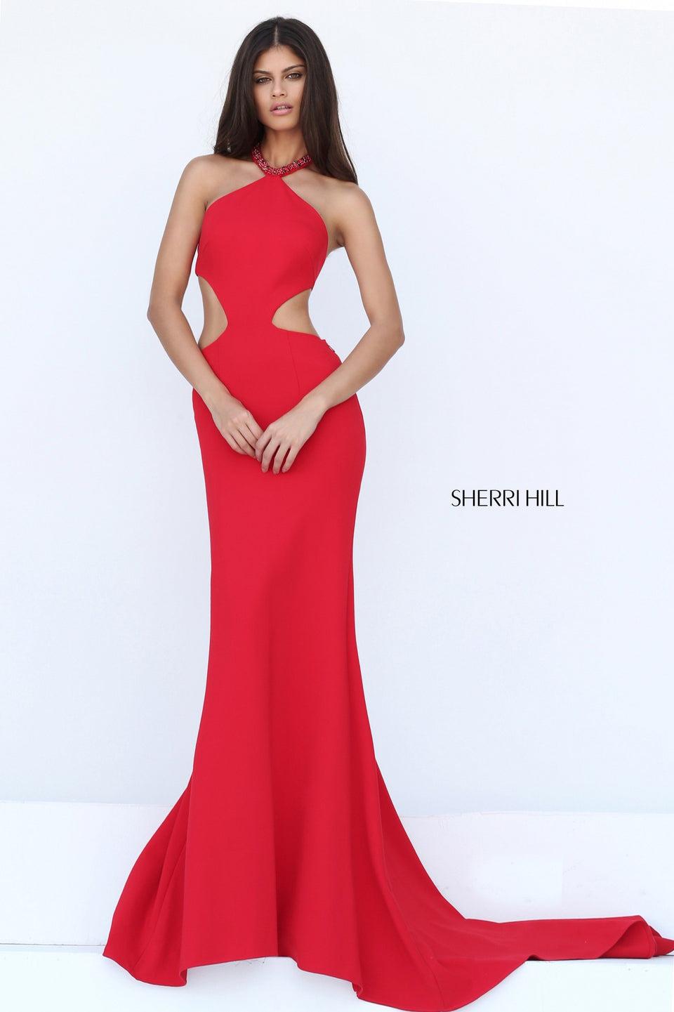 sherri hill Fitted scuba mermaid with side cut outs and an open back