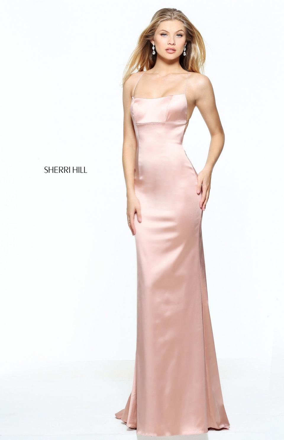 Sherri Hill Fitted Stretch Satin With An Open Lace Up Back