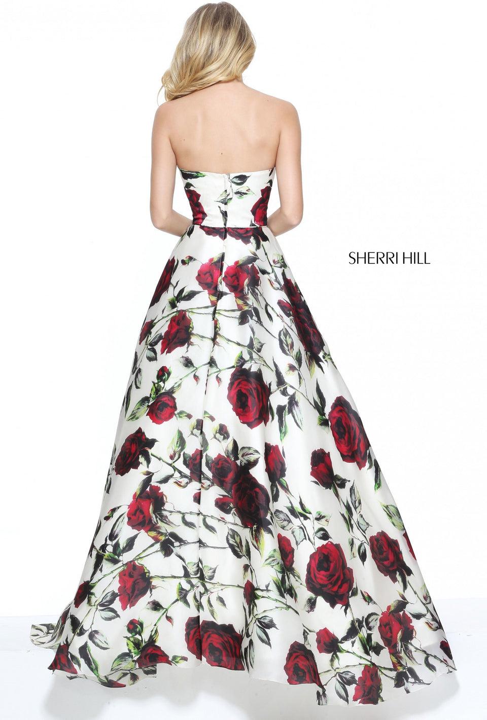 Sherri Hill Floral Organza Ball Gown With A Strapless Sweetheart Bodice