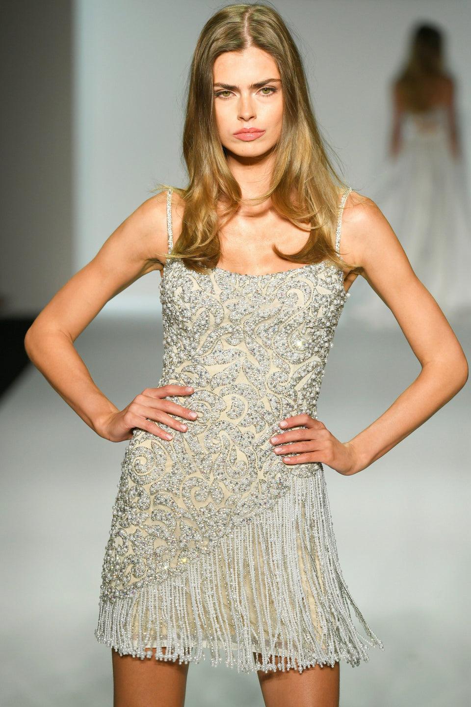 sherri hill Fully beaded cocktail dress with fringe