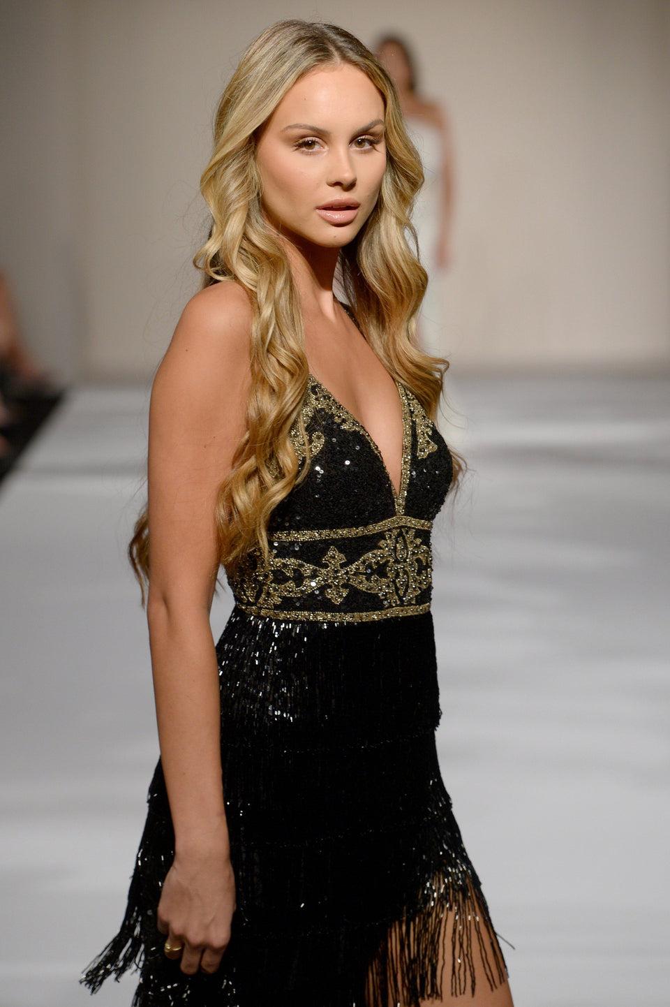 Sherri Hill Fully Beaded Gown With Fringe On Skirt And High Slit