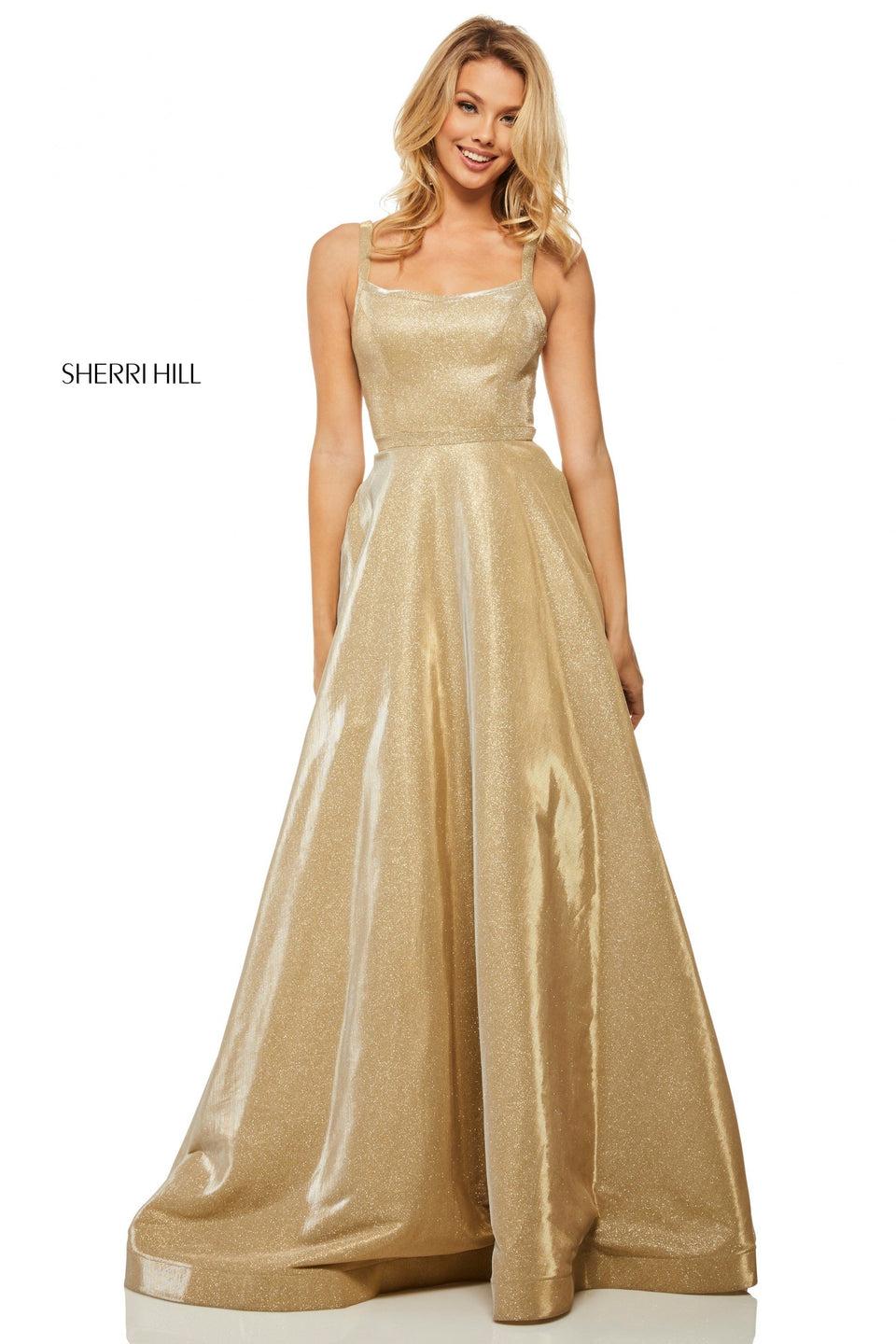 Sherri Hill Glitter A-line With Pockets And Strappy Back