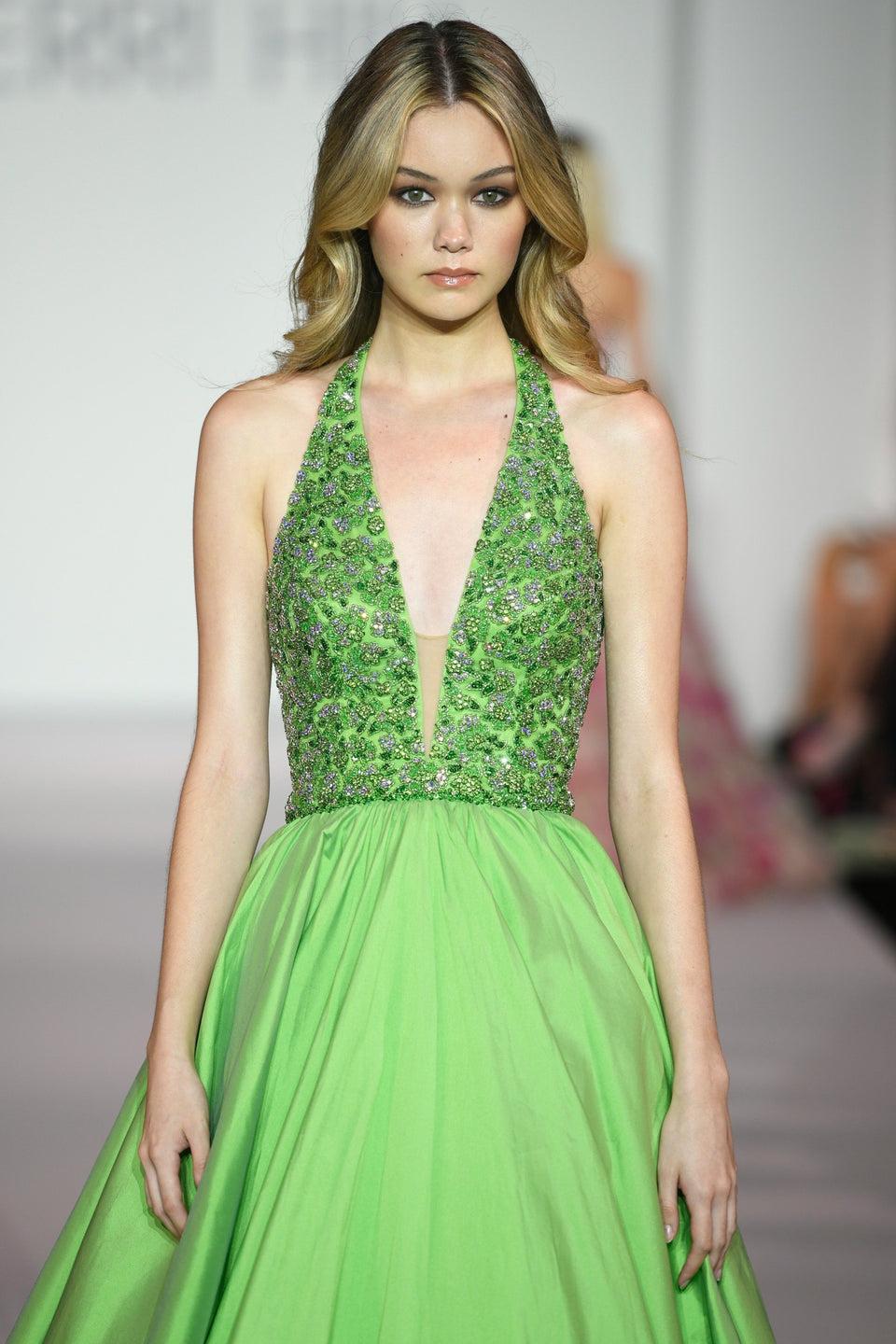 Sherri Hill Halter Beaded Ball Gown With Taffeta Skirt