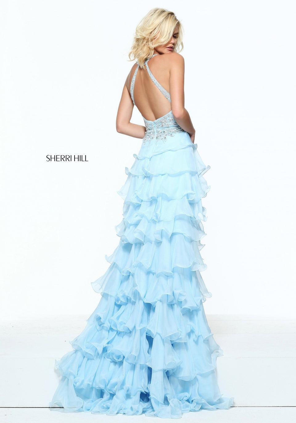 Sherri Hill High Neck Beaded Bodice With A Tiered High Low Skirt