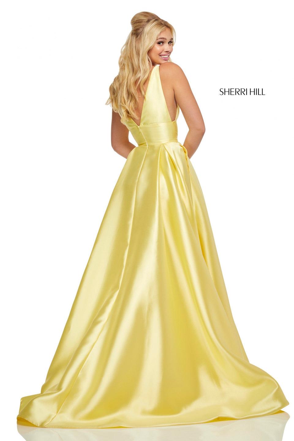 Sherri Hill High Neck Mikado Ball Gown With Pockets