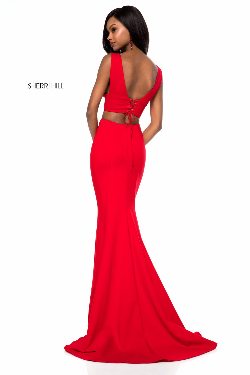 Sherri Hill Jersey Two Piece With Mermaid Skirt And V-neck Bodice