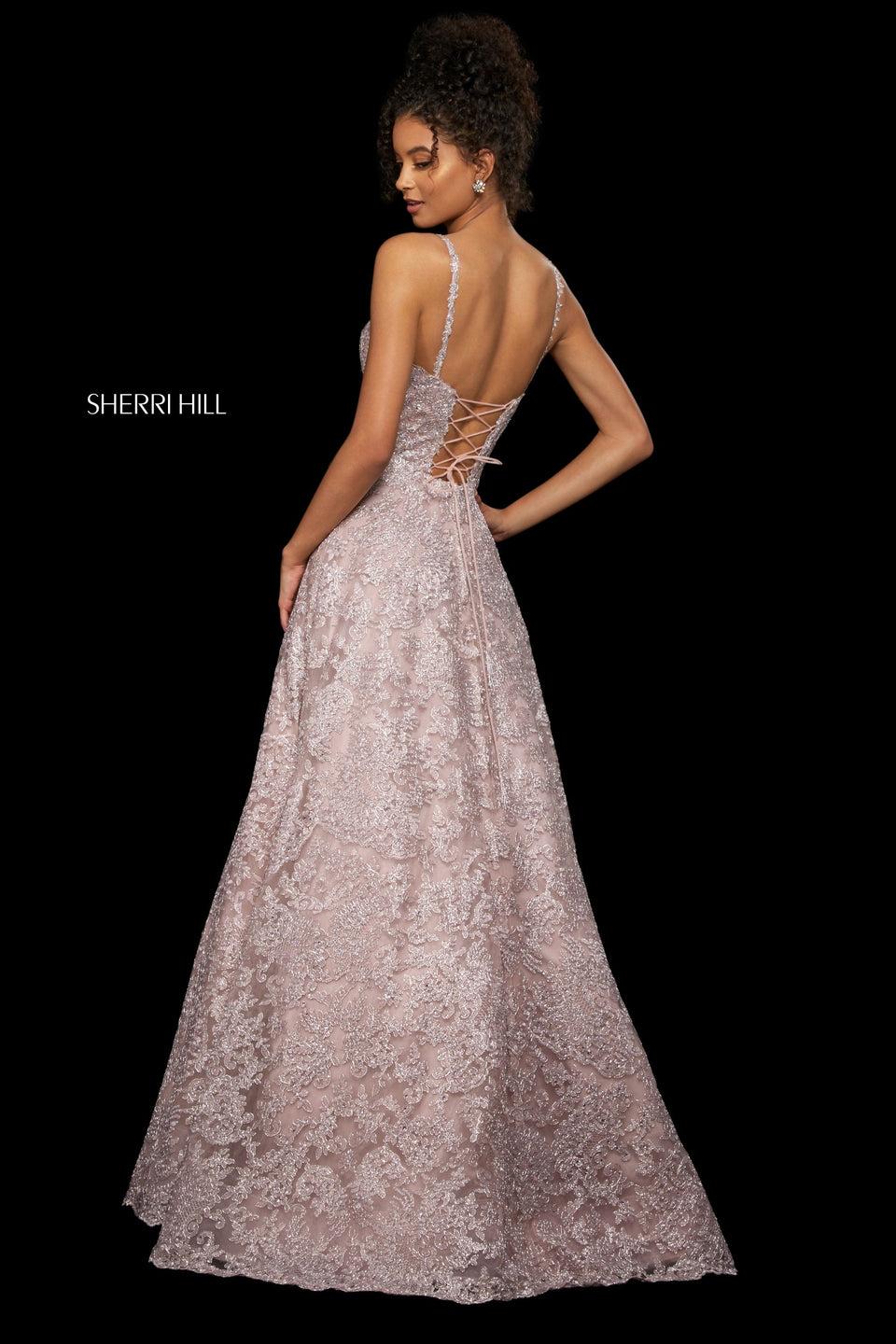 Sherri Hill Lace A-line Gown With Sweetheart Neckline And Lace Up Back