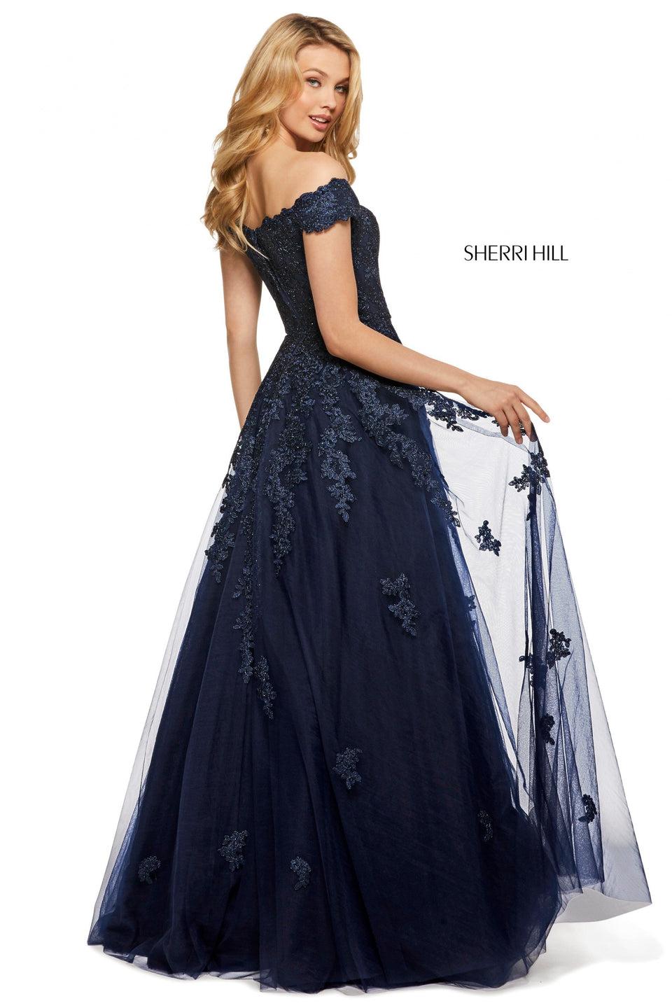 Sherri Hill Lace And Tulle Ball Gown With Off-the-shoulder Sweetheart Neckline